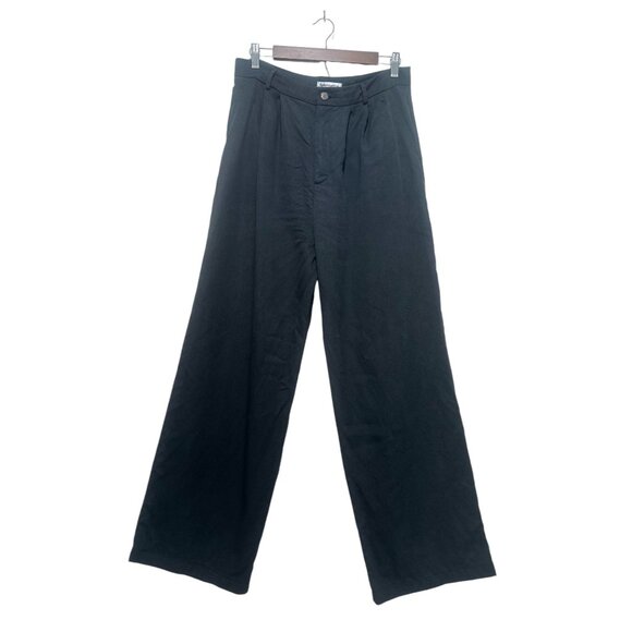 Reformation Pants - Reformation Masson Pants Women 10 Black Trouser High Rise Wide Flare Leg Lyocell